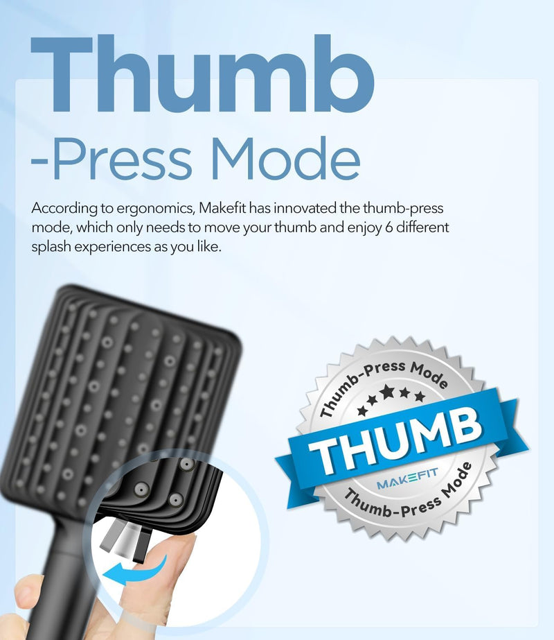 Filtered Shower Head Black - 6 Modes High Pressure Handheld Shower Head with Filter Mineral Beads, Detachable Handheld Showerhead Set with Stainless Steel Hose and Shower Arm Bracket Matte Black