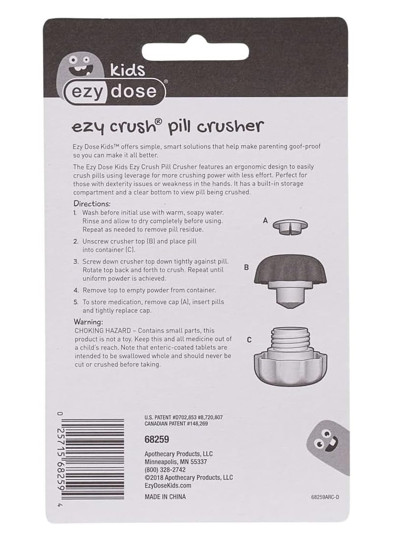 EZY DOSE Pill Crusher and Grinder for Vitamins, Tablets with Storage Compartment, Kids, Pets, Elderly, Effortlessly Crushes Medications into Fine Powder, Easy-to-Use Design, Blue, BPA Free Large