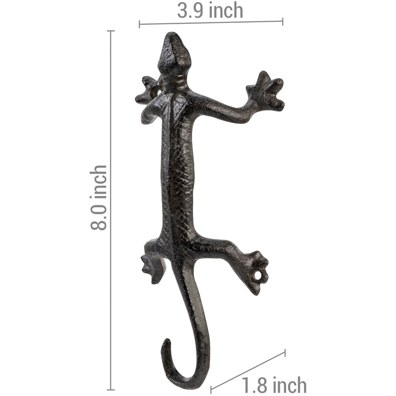 MyGift Rustic Heavy-Duty Cast-Iron Door Pull Handles with Dark Coffee Color Finish & Gecko Shaped Design, Commercial Grade Door Hardware, Southwestern Theme Novelty Sliding Door Hardware, Set of 2