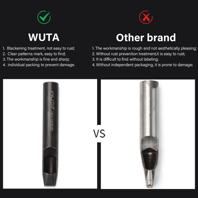 WUTA Square Leather Hole Punch,5PCS Steel Hollow Punch Tool Set for Belt,Watch Band,Leather Crafting（4mm+6mm+10mm+15mm+25mm ） 4mm+6mm+10mm+15mm+25mm (5pcs)