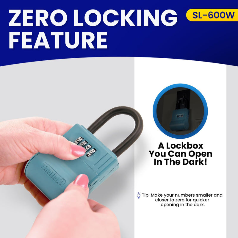 ShurLok SL-600W Numbered Key Storage Combination Lock Box, Blue Numbered/Front Door