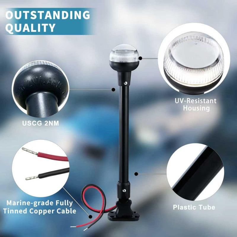 13 inches Stern lights for Boats,Anchor Light Led Marine,Waterproof White Navigation Lights for Pontoon,Marine,Yacht,Jon Boat T8913PD-TF（13”）