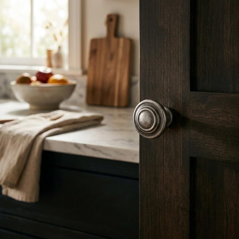 Cosmas 10 Pack 9971WN Weathered Nickel Cabinet Hardware 3-Ring Round Knob - 1-1/4" Inch Diameter