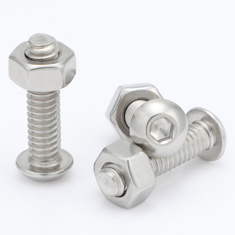 10-24 x 3/4" Button Head Socket Cap Bolts Screws, Stainless Steel 18-8 (304), Bright Finish, Full Thread, Allen Hex Drive, 50 PCS 10-24 x 3/4"
