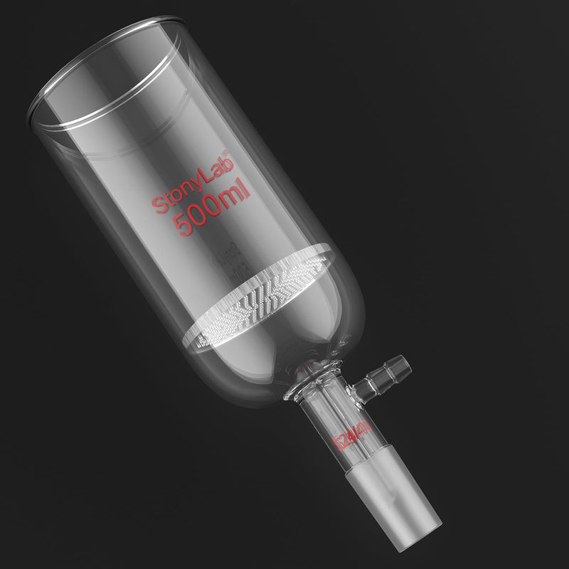 stonylab Glass Buchner Filtering Funnel, Borosilicate Glass Plate Filter Funnel with 10 mm Hose Connection and 24/40 Standard Joint for Filter Test, 500 ml 500.0 Milliliters Column 1 BB-Buchner-FilterFunnel-ALL