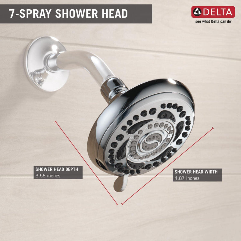 Delta 75784 Universal Shower Head, Chrome, 7 Settings, Modern Style, Round Shape
