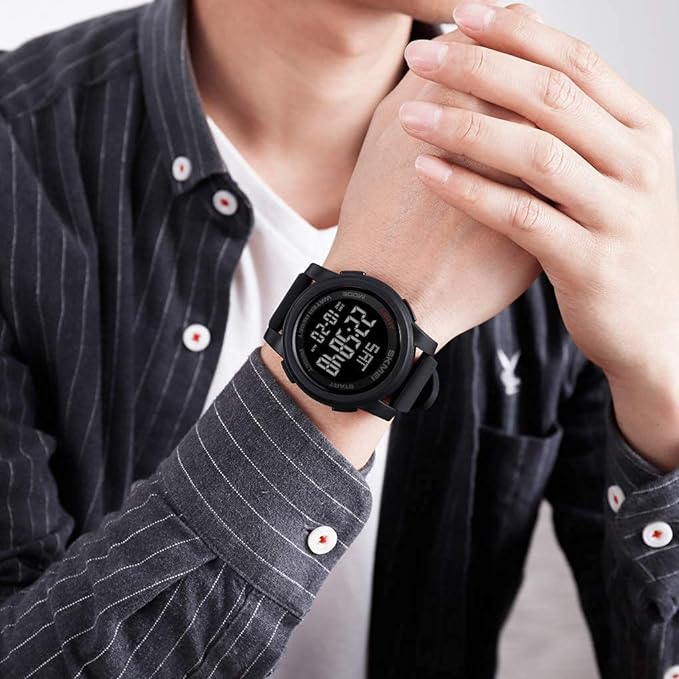 Timever Digital Watch, Waterproof, Men's, Sports Watch, Multi-functional, Stopwatch, Alarm, Outdoors, LED Watch, Large Digits, Easy to Read Watch, Japanese Instruction Manual Included (English Language Not Guaranteed), black1 - NewNest Australia