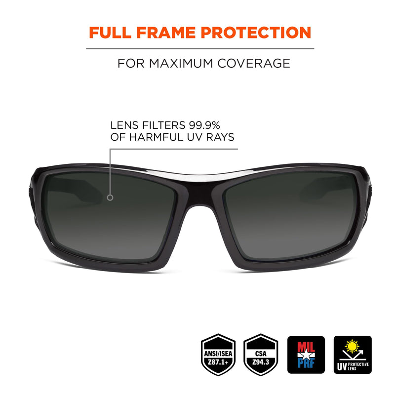 Ergodyne Skullerz Odin Polarized Safety Sunglasses Black Frame, Polarized Smoke Lens