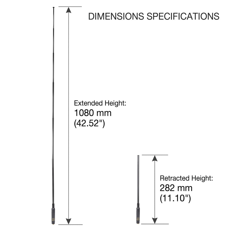 27MHz CB Radio Antenna, SMA-Female Telescopic Handheld 11.1 to 42.5 Inch High Gain 2.0dBi Antenna for QuanSheng TK-11-8 TK11-5 UVK5 UVK5(8) Two Way Radios