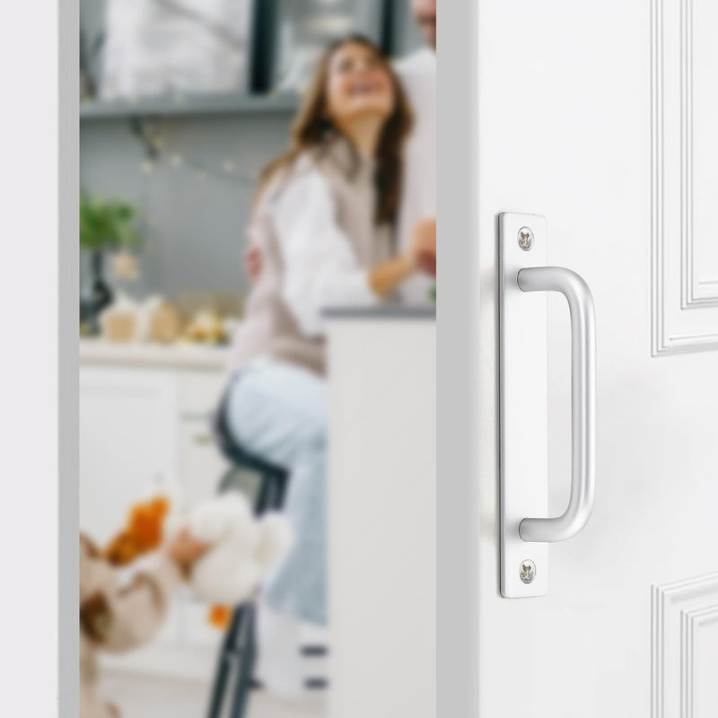 Barn Door Handles 4 Pack Silver Door Handles Sliding Cabinet Pulls 5" Hole Center Screen Cabinet Hardware Zinc Alloy Pulls 5 in hole center