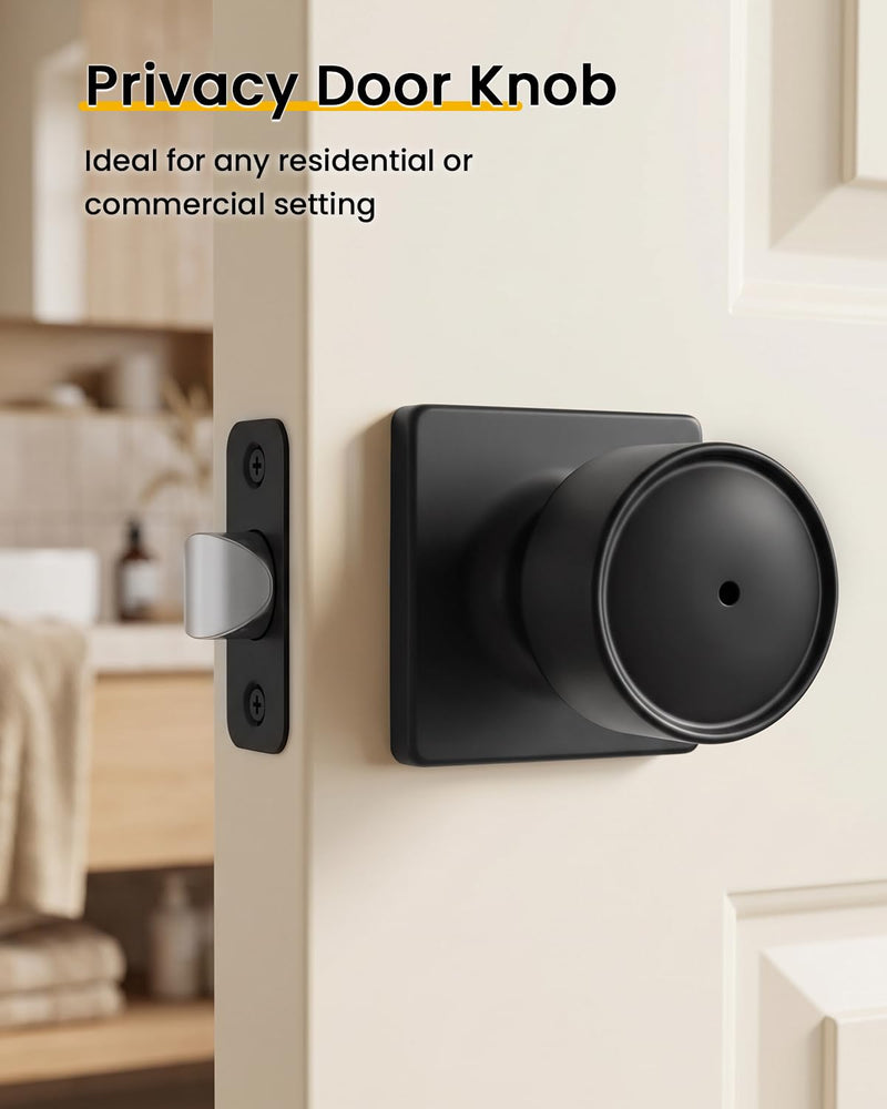Goldenwarm Matte Black Door Knobs Interior, 8 Pack Privacy