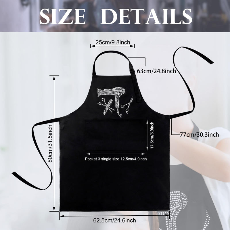 Coume Hair Stylist Apron Hairstylist Salon Apron with Rhinestone Tools and 3 Pockets Hairdresser Barber Aprons Trendy White