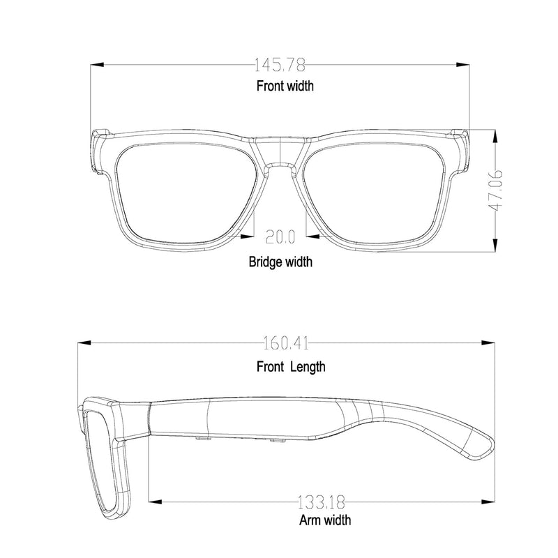 OhO sunshine Bluetooth Glasses: Voice Control and Open Ear Style Smart Glasses to Listen Music & Calls, UV400 Protection Lens Black Blue Light Photochromic