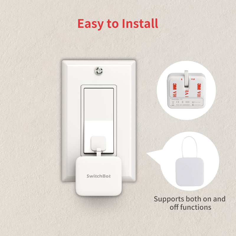 Switchbot Smart Switch Button Pusher (Bluetooth) – Fingerbot for Rocker Switch/One-Way Buttons, App Timer Control, No Wiring, Optional Hub Required for Voice/Remote, White Bot+Remote