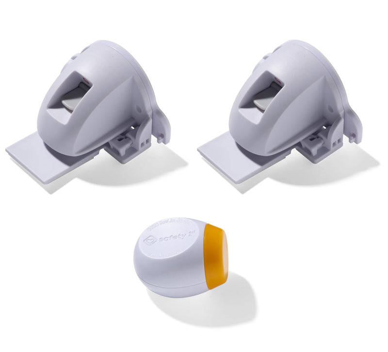 Safety 1st Adhesive Magnetic Cabinet Locks, Includes 2 Child Locks for Cabinets & Drawers, 1 Key, White 2 Locks + 1 Key