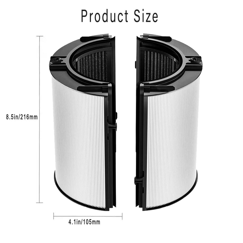360° Combi Glass 2-in-1 HEPA+Carbon Replacement Filter For Dyson, Black Black & White