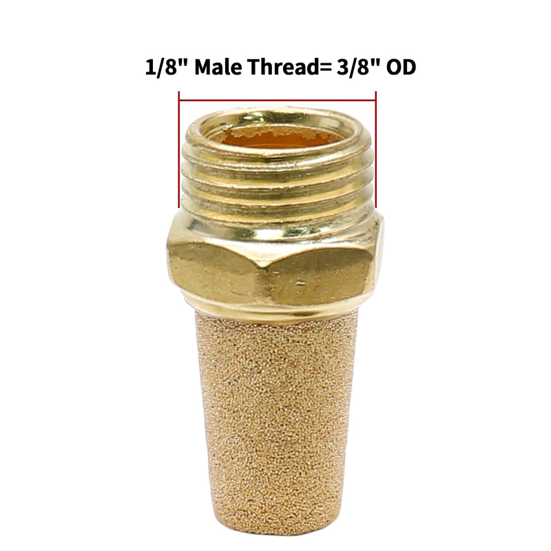 Zorfeter 10pcs Pneumatic Brass Exhaust Muffler Filter, 1/8" NPT Male Thread Hex Sintered Silencer Air Line Fitting 1/8"Male