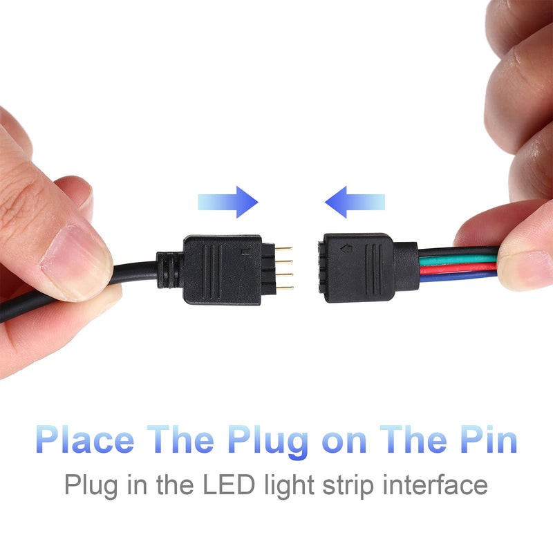 Honoson 6 Pieces 4 Pin RGB Extension Cable LED Strip Connector Cord Wire Cables Kit with 12 Pieces Pin Connector for 5050 3528 RGB LED Strip Light(1.6 FT, 3.3 FT, 6.6 FT,Black) Black 1.6 FT, 3.3 FT, 6.6 FT