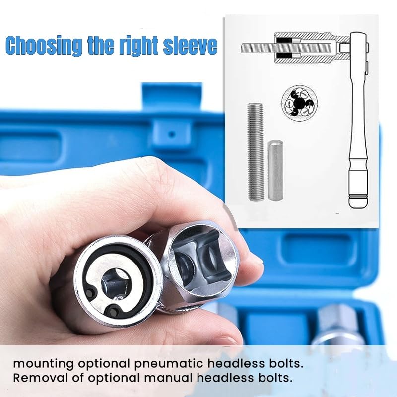 Stud Extractor Set, Broken Stud Removal Socket 4-Piece Metric Stud Remover Set 12.5mm Square Drive Sturdy Portable Nut Remover – Stud Puller Sockets 6, 8,10,12mm
