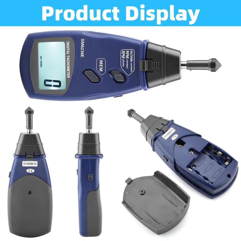 Digital Tachometer DT6236E Digital Tachometer Non Photo Tachometer 5 Digits 18 mm RPM Tach LCD Rotation Meter Gauge Tester