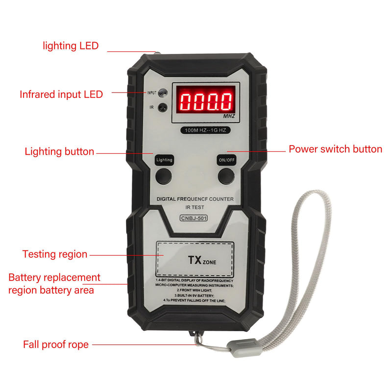 Remote Key Frequency Tester, 100MHZ to 1GHZ Infrared Remote Control Frequency Tester, Portable Key Fob Tester Digital Frequency Meter Counter for Access Control