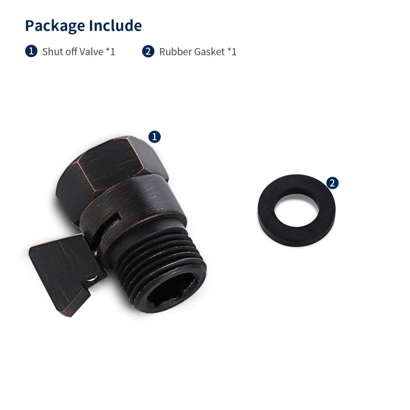 Tenfe Water Flow Control Shut Off Valve, Brass Adjustable Water Pressure Regulator for Hand Held Shower Head & Bidet Sprayer, Oil Rubbed Bronze Water Saver G1/2 Standard Connection