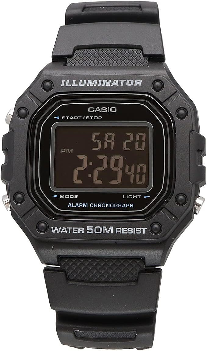 Casio W-218 Series Standard Digital Wristwatch, Men's, Women's, Chippukashi, Overseas Model, Black Inverted LCD W-218H-1BV, Waterproof - NewNest Australia