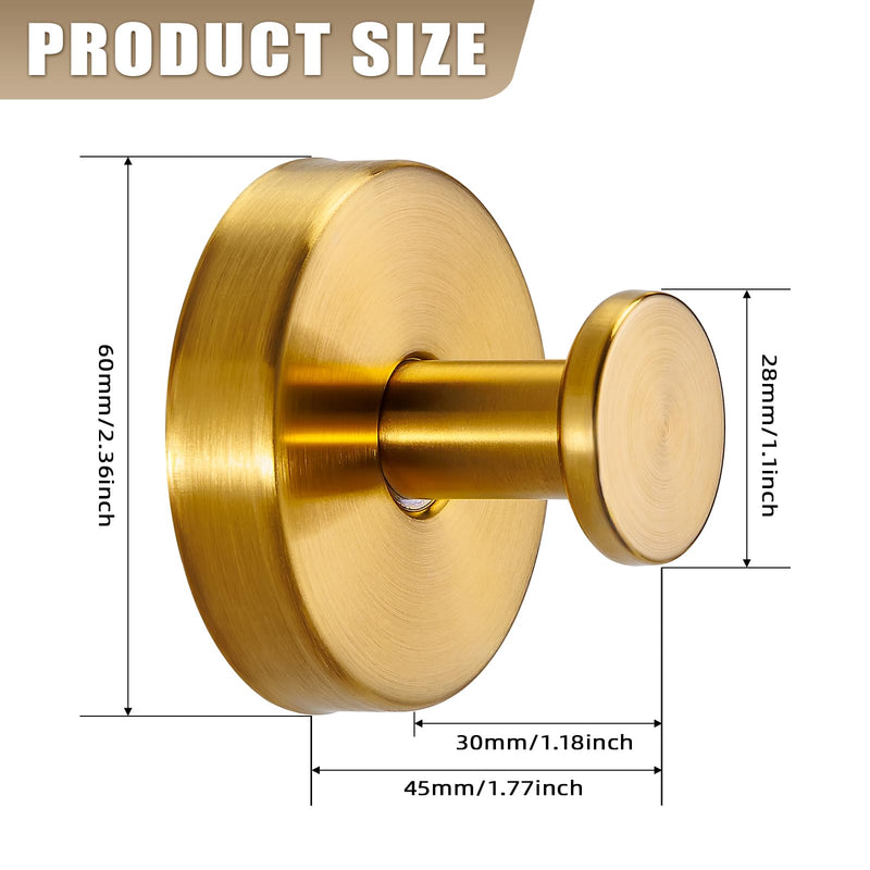 Suction Cup Hooks for Shower No-Drill Bathroom Hooks for Towels, Robes, Loofah Mountable on Bathroom Walls, Kitchen, Glass, Mirrors, Tile and Smooth,Non-Porous Surfaces (2 Pack, Brushed Gold) 2