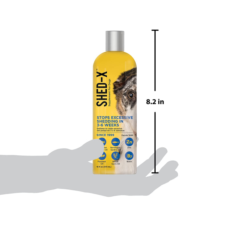 Shed-X Liquid Daily Supplement For Dogs – 100% Natural – EliminatesExcessive Dog Shedding with Daily Supplement of Essential Fatty Acids, Vitamins and Minerals 16 Ounce - PawsPlanet Australia