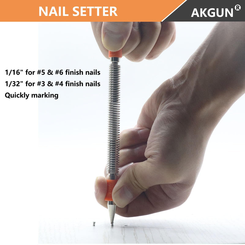 2-Piece Dual Head Nail Setter Kit, Nail Setter Features 1/32-in, 1/16-in, 3/32-in, 1/8-in, Hammerless Nail Set Trim Pak for Wood 2-Piece Combo Nail Setter Set