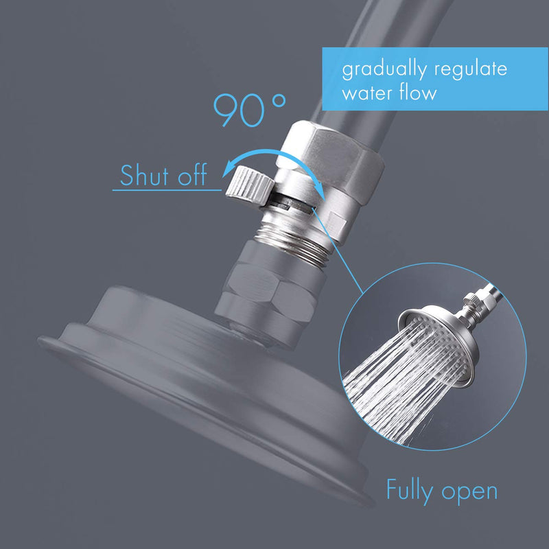 KES Shut Off Valve Brass Shower Head Valve with Handle Lever G1/2 Water Flow Control Valve Regulator Brushed Nickel, K1140B-2