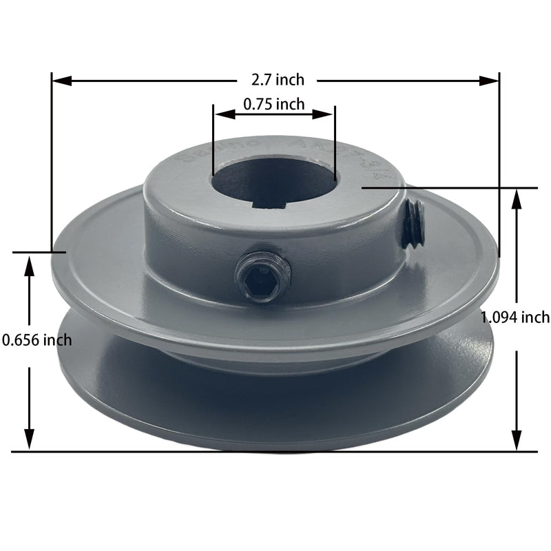 AK27-3/4 Shevaves,v Belt Pulley 3/4 inch bore 2.7" OD,Motor Pulley Cast Iron for A 3L 4L V-Belts,AK2734 Pulley 3/4"Bore,2.7"OD 1 Groove