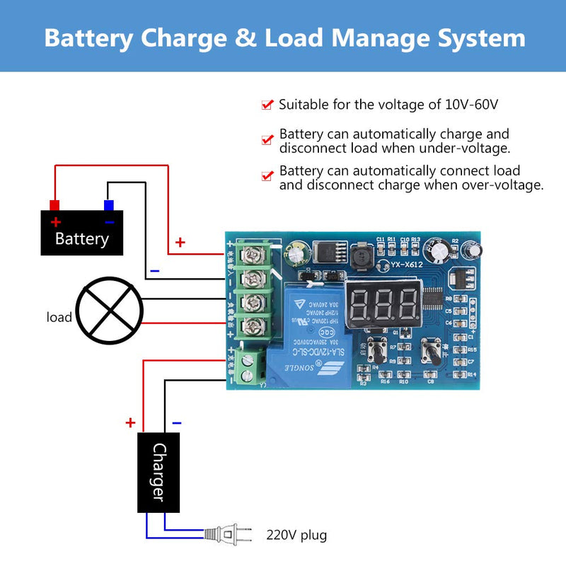 12V Battery Charging Controller Undervoltage Control Module Regulator Low Voltage Cut Off Switch
