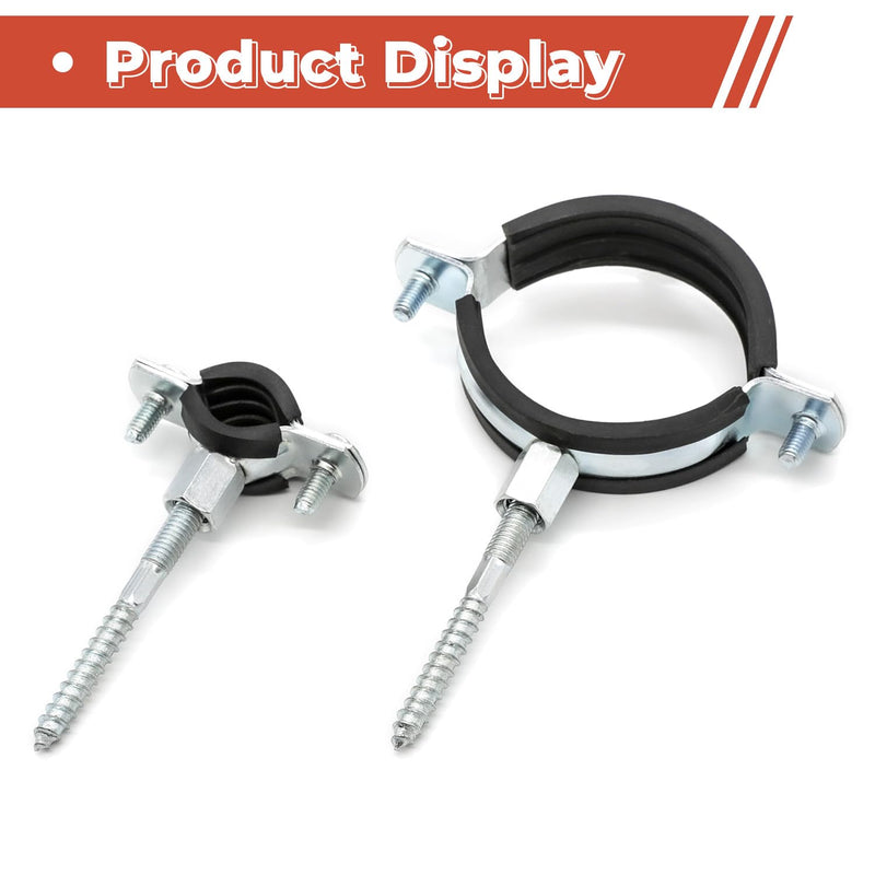 6 Pcs 1.9-2 Inch Split Ring Pipe Hanger, 47-51mm Heavy Duty Adjustable Pipe Bracket Clamp with Screw & Expansion Tube, Wall Ceiling Mount Combination Thread M8/M10 Metal Pipe Clamps 6 Pack Fit for Pipe OD 1.9-2 Inch(47-51mm)