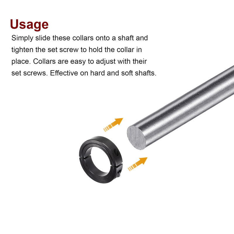 HARFINGTON Shaft Collar for 2" Rod 3" OD 11/16" Width Black Oxide Plating Double Split Axle Clamp-On Collar with Set Screw 2" Bore