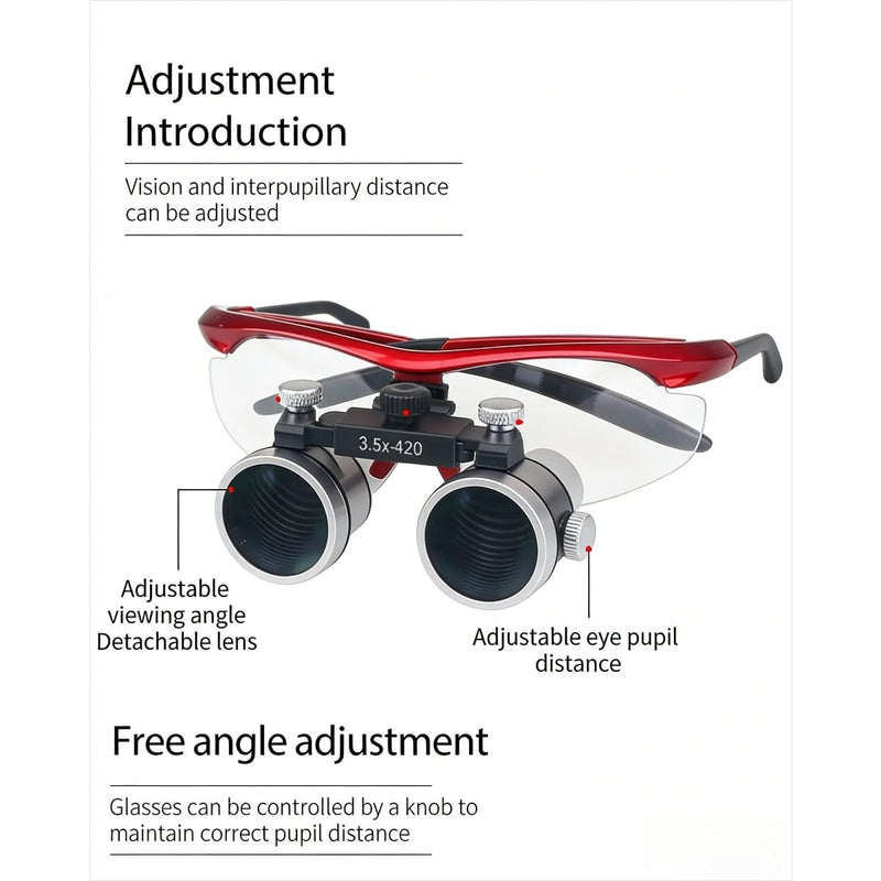 DENTASOP LED Dental Binocular Magnifier 3.5X/2.5X for Surgery and Aesthetics (Silvery, 2.5X) Silvery