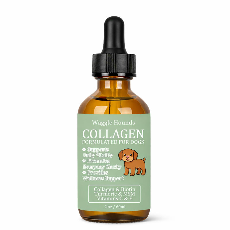 Waggle Hounds 9 in 1 Liquid Collagen for Dogs, Coat & Joint Support with Collagen, Hyaluronic Acid, Turmeric & Vitamins C & E for Everyday Care