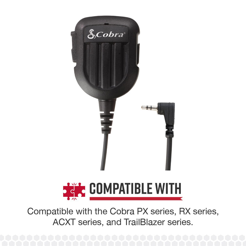 Cobra Shoulder Speaker Microphone - Speaker Mic with Push-to-Talk Button for Cobra Two-Way Radios with 2.5mm Plug