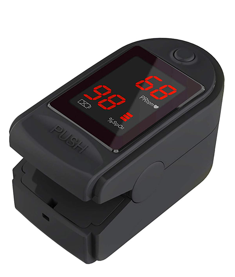 Concord Basics Fingertip Pulse Oximeter - Blood Oxygen Saturation Monitor with Carrying Case, Batteries, Silicone Cover & Lanyard - Easy to Use, Accurate SpO2 & Pulse Measurement (Black)