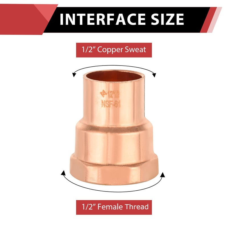 10Pcs EFIELD 1/2"FTG x 1/2"Copper Female Street Adapter(COPPER041-10) 1/2" FTG x Female Street Adapter