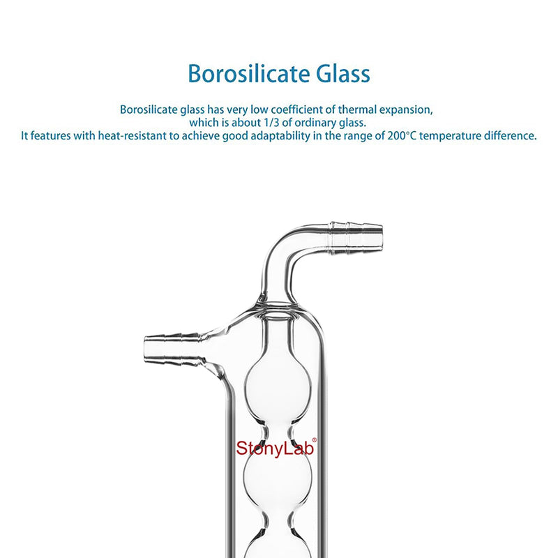 stonylab One-Piece Glass Vacuum Cold Trap Bubbler, 225 mm Length, 10 mm Serrated Hose Connection, G3.3 Borosilicate Glass, for Condensing and Capturing Volatile Gases in Lab Experiments