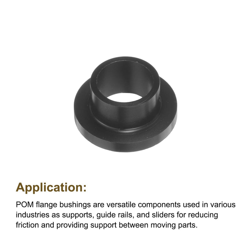 HARFINGTON 8pcs Flanged Sleeve Bearings Plastic Bushings 8mm Bore x 10mm OD x 7mm Length Black POM Bushings