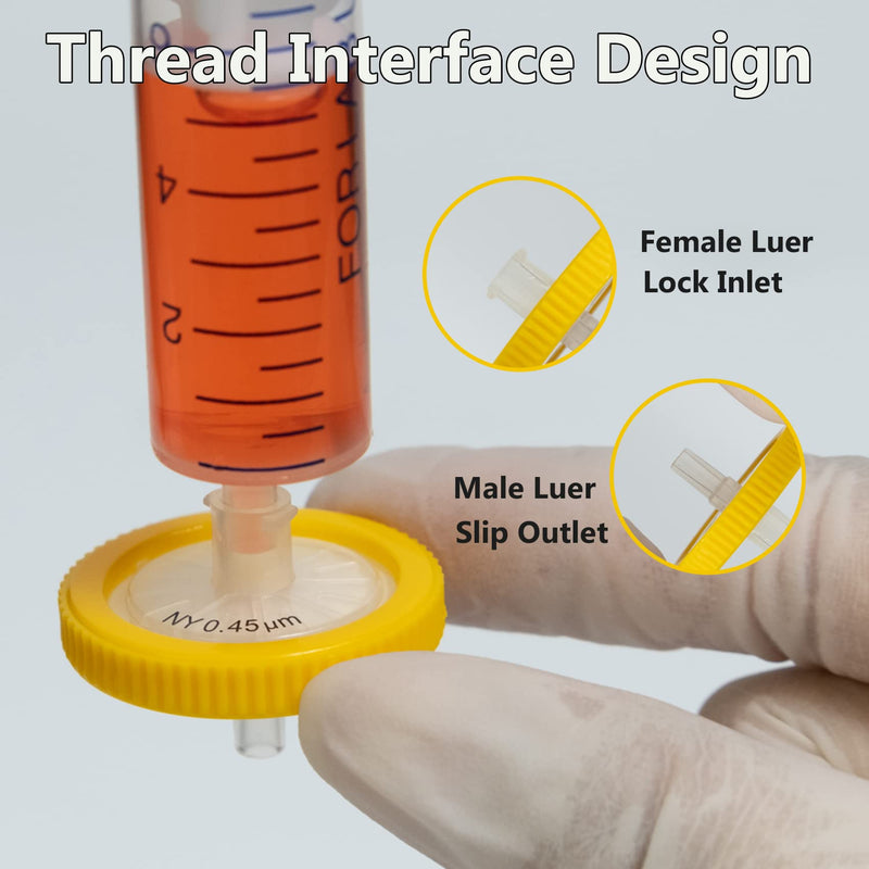 Syringe Filters PVDF Hydrophilic Filtration 0.45um 13mm Membrane Diameter Lab PVDF Membrane Disc Non-Sterile by Labfil, Pack of 100 13mm Syringe filter 0.45um PVDF Hydrophilic Filtration