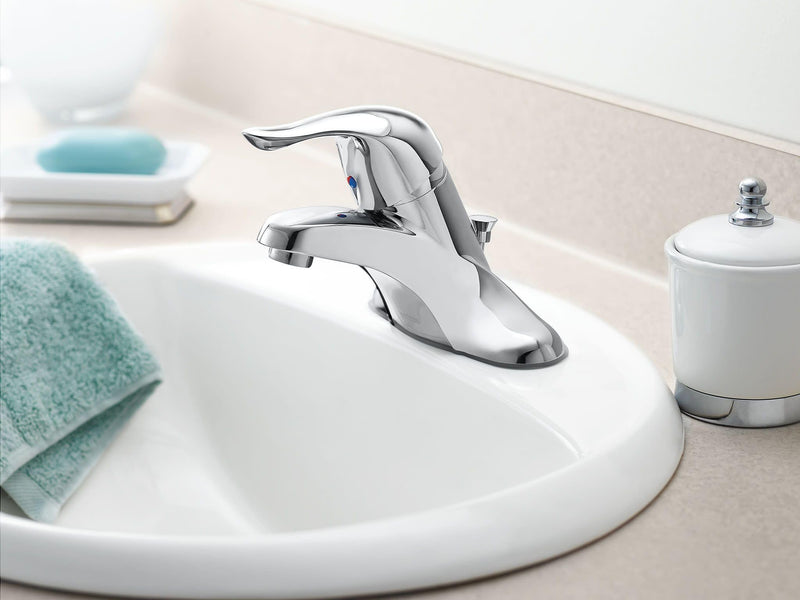 Moen Chateau Chrome Single Handle Bathroom Faucet Without Drain Assembly, L4605 0.5
