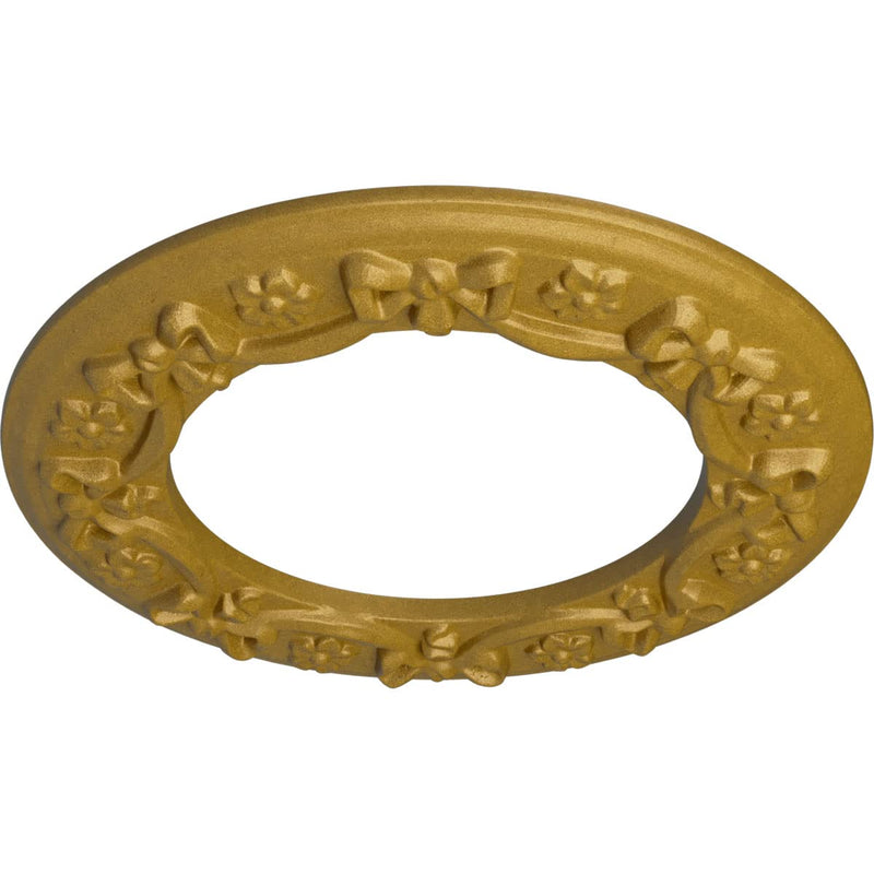 12 1/4"OD x 7 1/2"ID x 7/8"P Ribbon with Bow Ceiling Medallion (Fits Canopies up to 7 1/2"), Hand-Painted Pharaoh's Gold Pharaoh's Gold (Metallic Series)