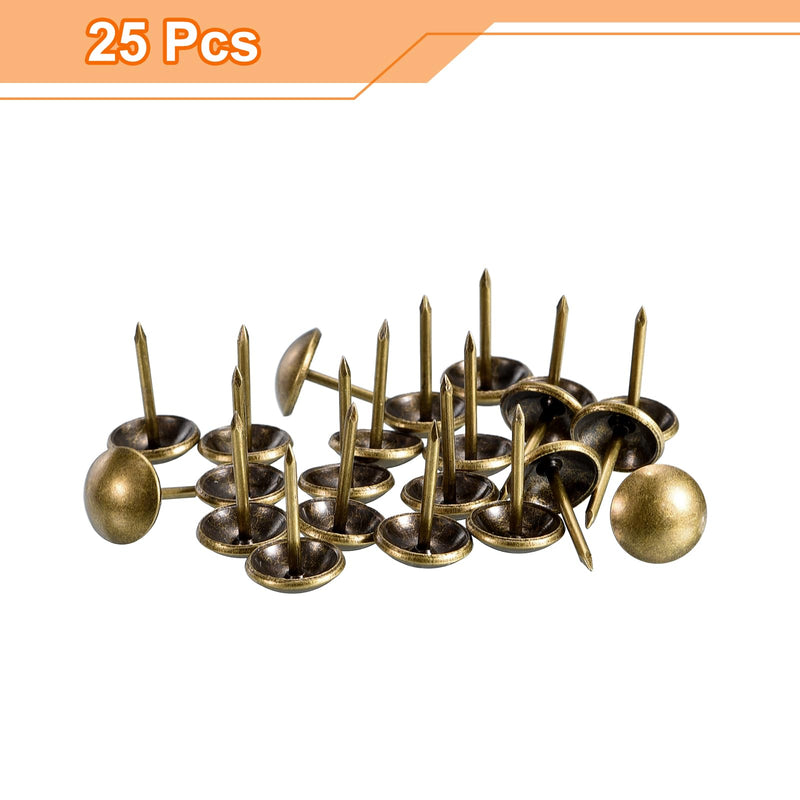 uxcell Upholstery Tacks Nail Pins Furniture, 25Pcs 11x17mm Thumb Tack Pins Assortment Kit Carbon Steel for Home Sofa DIY Decorative Nail Heads Nails, Yellow Bronze 25