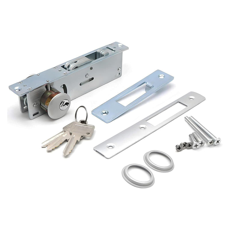 Storefront Mortice Hook Door Lock, Commercial Door Locks Mortise Cylinder Combo, Mortise Cylinder Hook Bolt with Keys(1-1/8" Backset) Hook locking tongue