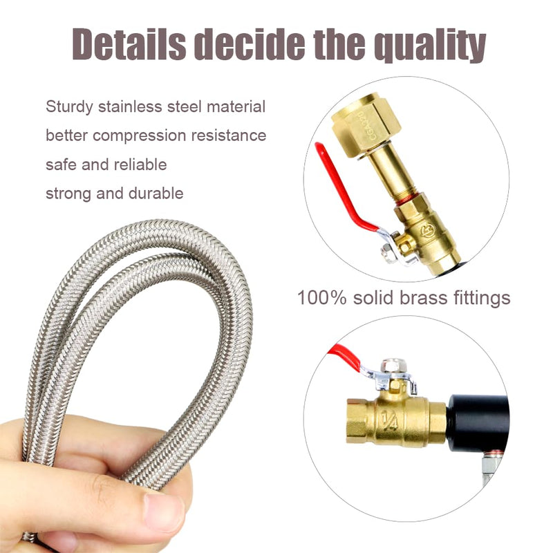 CGA320 CO2 Cylinder Refill Adapter Hose, CO2 Refill Station Connector Kit for Filling Blue Soda-maker Tank(CGA320 to TR21-4, Dual Valve with Gauge) (24 Inch) 24 Inch