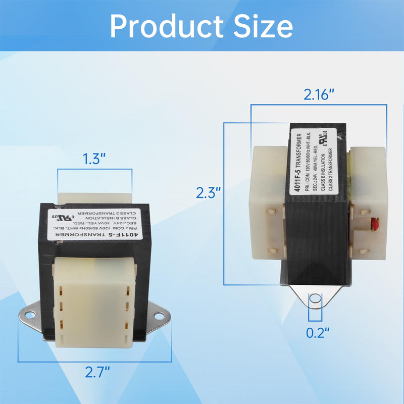 46-24124-06 HVAC Transformer Replacement for Rheem Furnace Parts, 40 VA Furnace Control Transformer 120/24V Channel 2 Hole Mount HVAC Furnace Transformer