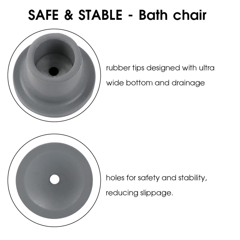 Shower Chair Leg Caps Heavy Duty 4 Pack Shower Chair Tips Replacement Rubber Feet for Shower Chair, Bath Seat, Shower Stools, Non Slip Rubber Tips Suction Cup Feet 1-1/8" I.D Gray 1-1/8" I.d